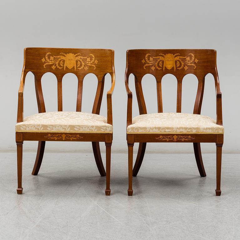 KARMSTOLAR, ett par, art nouveau, 1900-talets början.