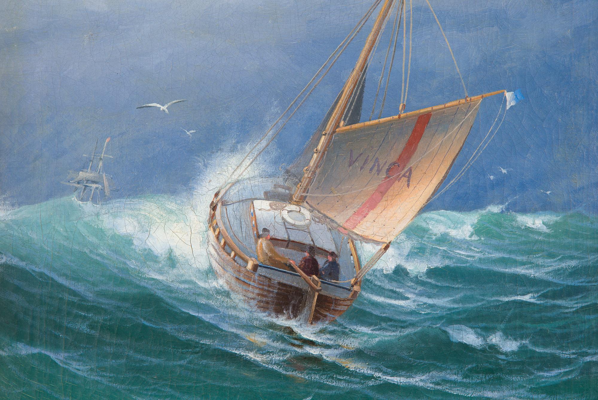 Ludvig Richarde, Ships in a Stormy Sea.