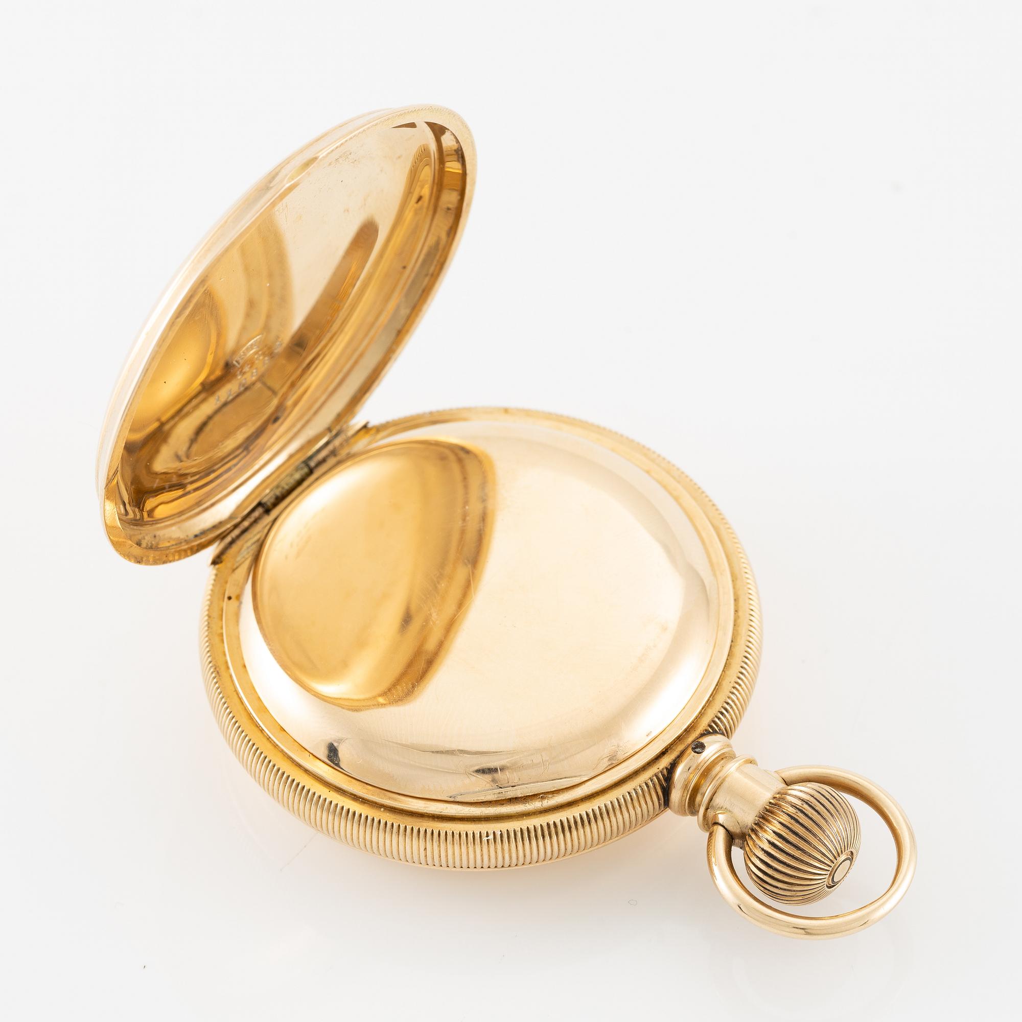 Elgin National Watch Company, fickur, "B.W. Raymond
", savonett, 14K guld, 55 mm.