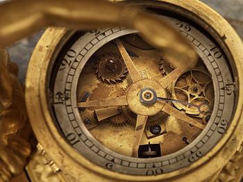 A Louis XVI 18th Century mantel clock with the family Golitsyn's arms and the Polish Order of the White Eagle.