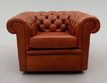 SOFFA SAMT FÅTÖLJ, Chesterfield, sent 1900-tal.