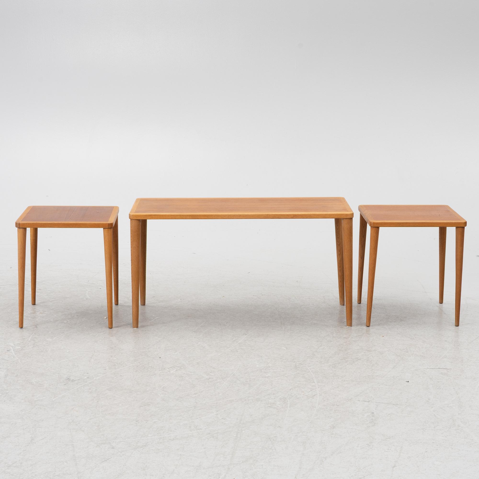 A three-piece nesting table, 1950's/60's.