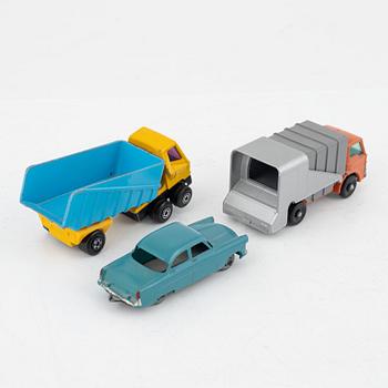 Twelv toy cars, mostly Lesney, England, second half of the 20th century.