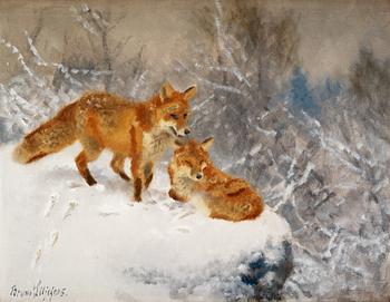 106. Bruno Liljefors, Two foxes in winter landscape.