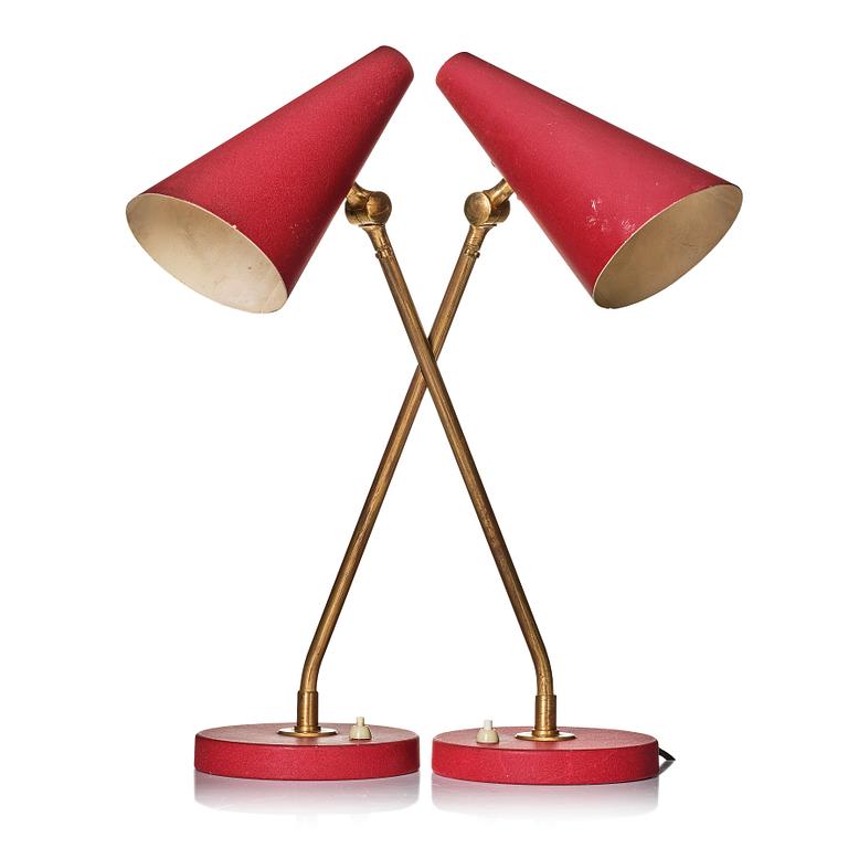 Bertil Brisborg, Table lamps 1 pair, model "33119", Nordiska Kompaniet, 1950s.