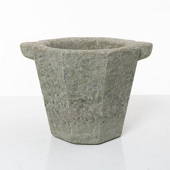 A Swedish 'Kolmård' marble mortar, late 18th century.