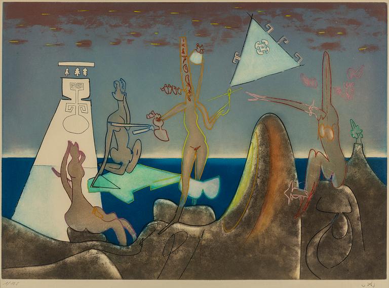 ROBERTO MATTA, färgetsning, signerad 1/125.