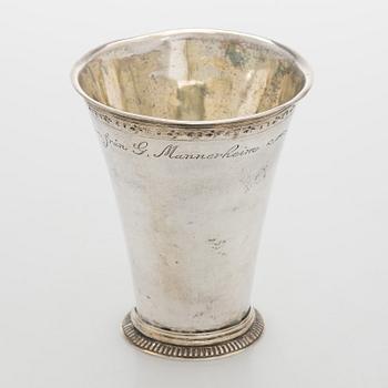 A mid-18th-century silver beaker, maker's mark of Johan Andersson Starin, Stockholm 1746.