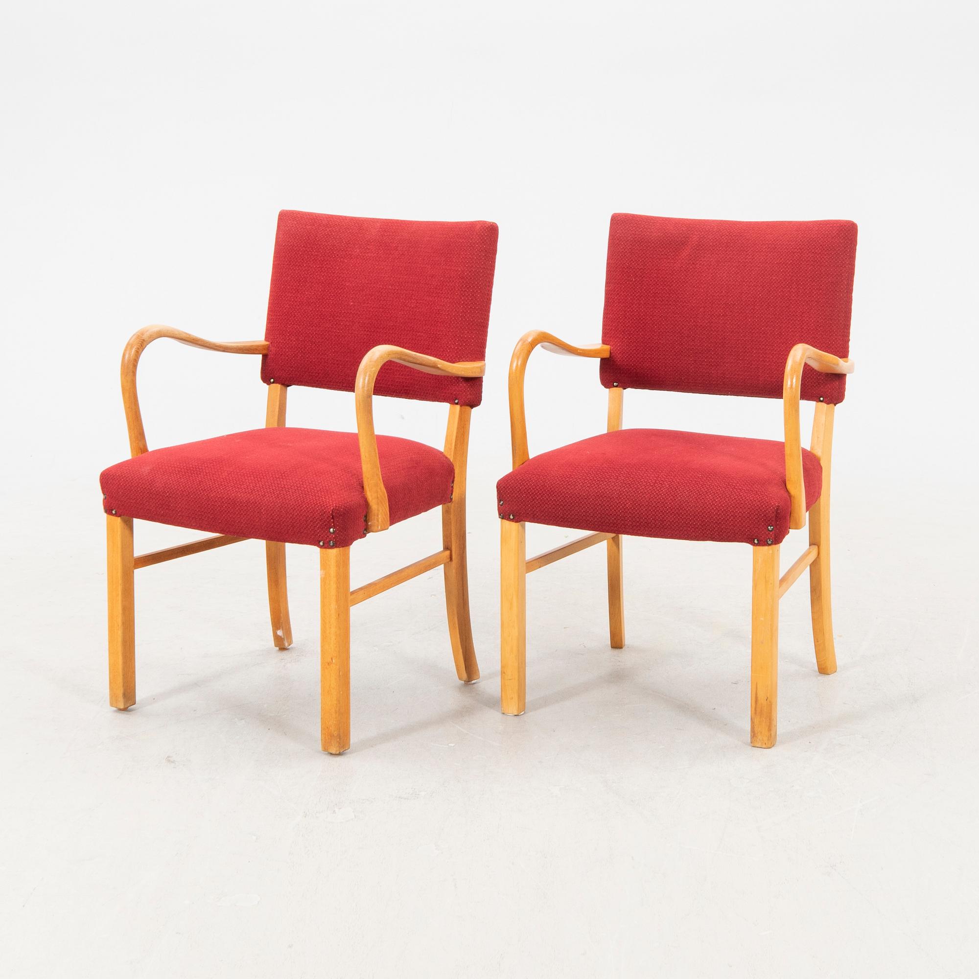 A pair of 1940s armchairs.