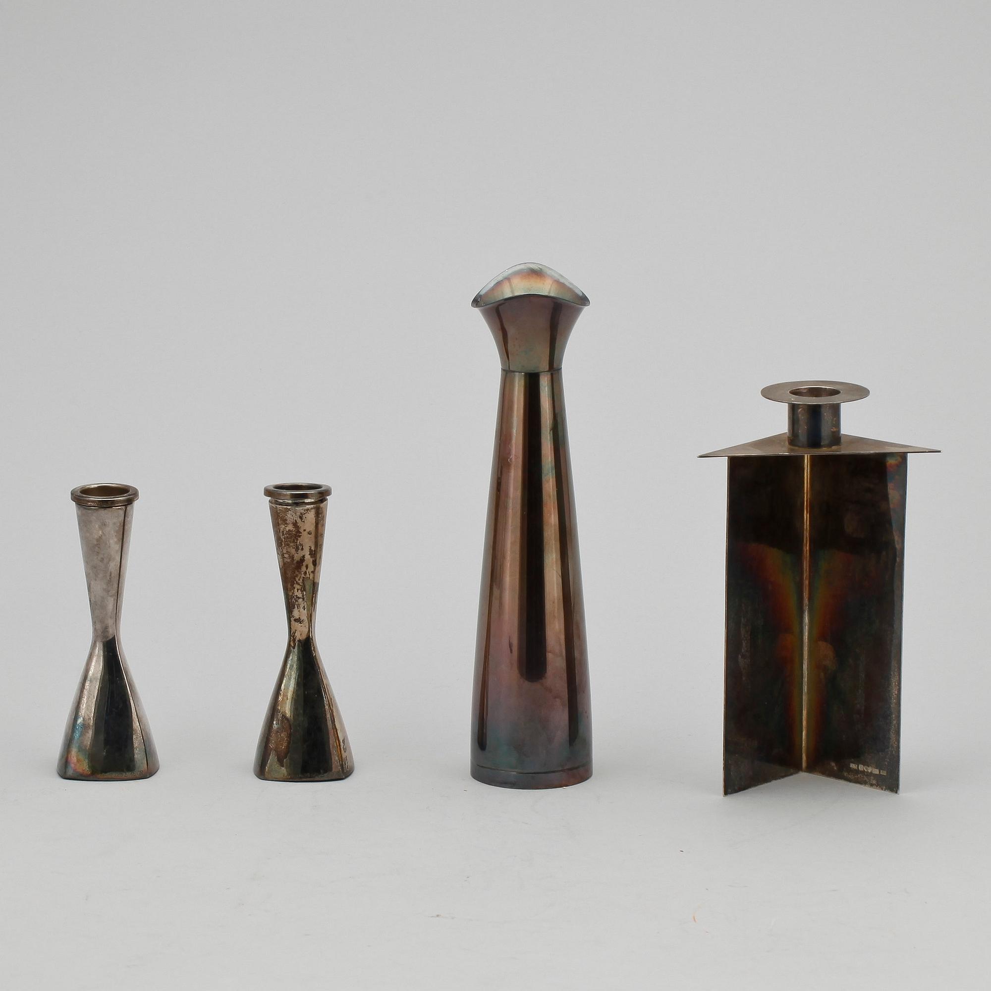 PARTI SILVER, 4 delar, 1900-tal, bla C G Hallberg, Stockholm. Delvis fyllda.