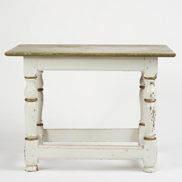 A Swedish baroque and faux marble-painted table, circa 1700.