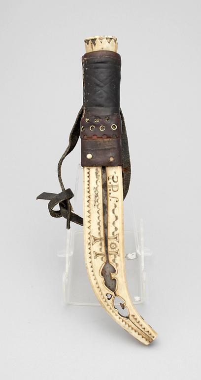 BRUKSKNIV, samisk, sign P.P.S., enl uppgift Finland, 1800-tal.