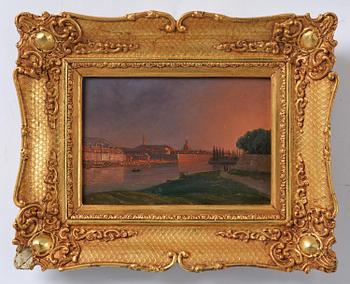 Knud Andreassen Baade, View over Dresden at sunset.