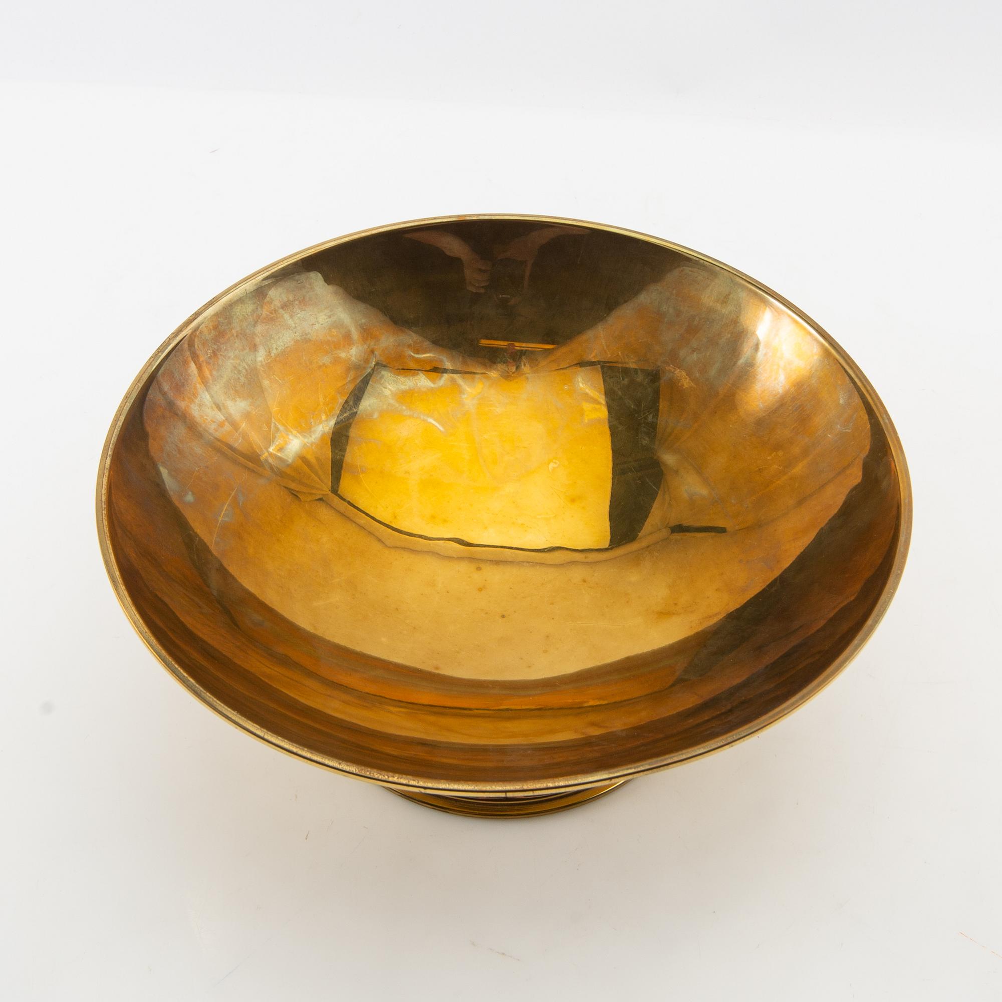 Bowl on foot "The Royal Bowl" Ystad Metall mid-20th century brass.