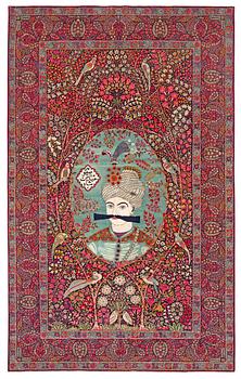 233. ANTIQUE KERMAN LAVER PICTORIAL. 231,5 x 143,5 cm. Most likely made by Ali Kermani.