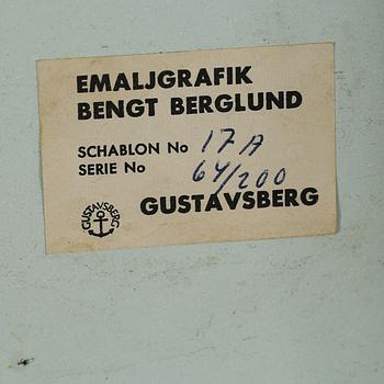 BENGT BERGLUND, emalj på plåt, Gustavsberg, signerad och numrerad 64/200.