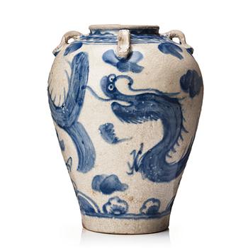 593. A blue and white jar, South East Asia, Vietnamn,  17th/18th Century.