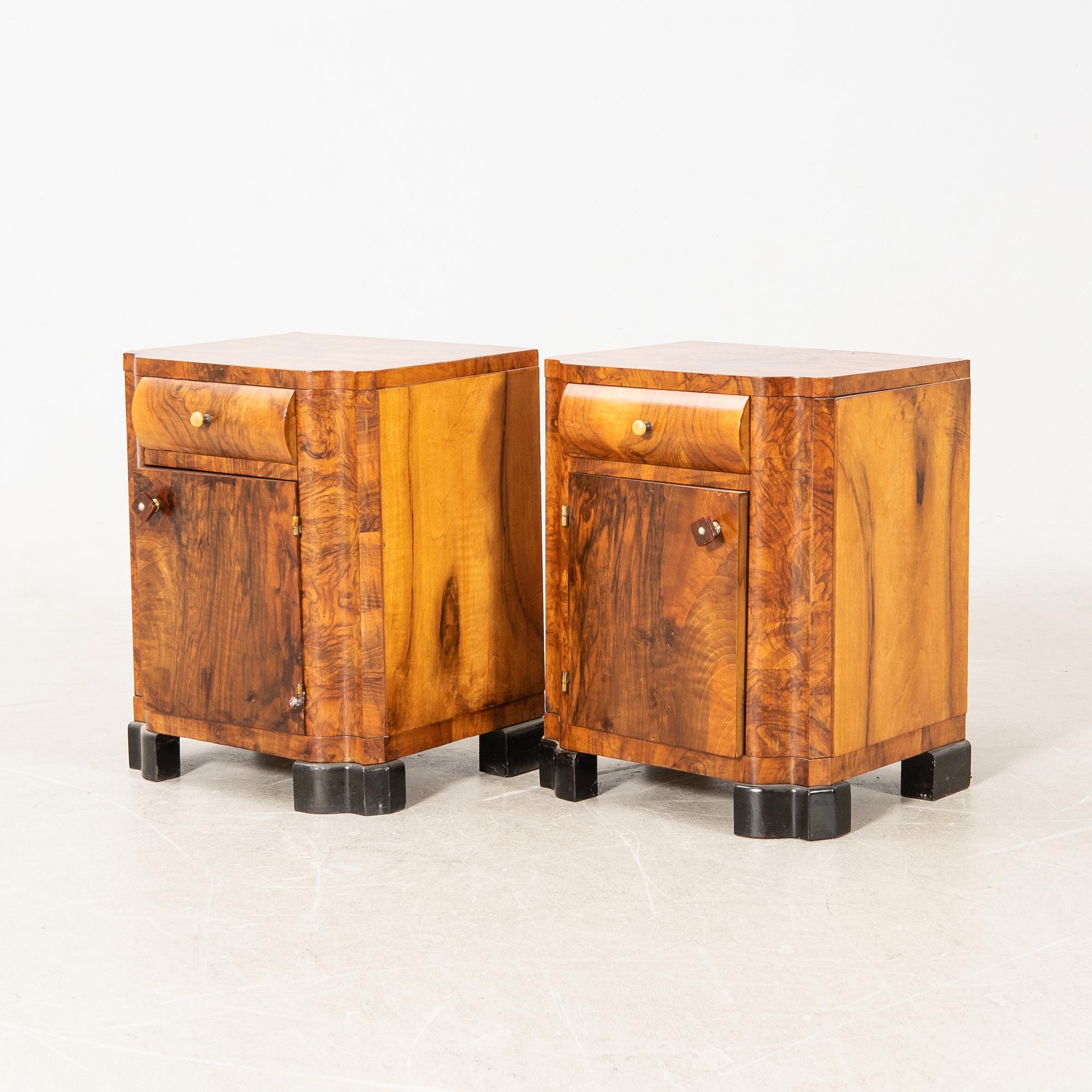 Sängbord, ett par, Art Deco, 1900-talets första hälft.