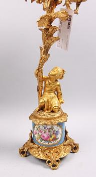 KANDELABRAR, ett par, Louis XV-stil, 1800-talets andra del.