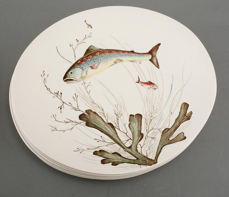 FISKSERVIS, 14 delar, flintgods, "Fish", Johnson Bros, England, 1900-talets andra hälft.