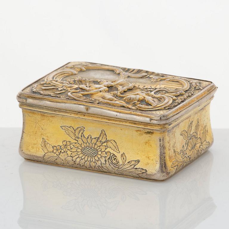 A Swedish Rococo silver-gilt snuff-box, mark of Kilian Kelson, Stockholm 1759.