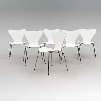 STOLAR, 6 st, "Sjuan", Arne Jacobsen, Fritz Hansen, 1980-tal.