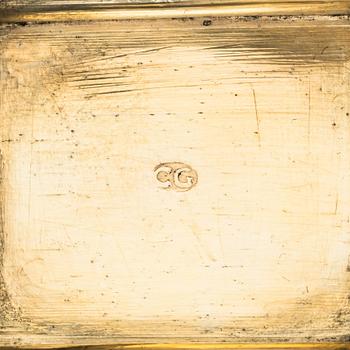 Conrad Gadd, förgyllt silver, snusdosa med sked, Kristianstad 1725-1750 (1752). Régance.