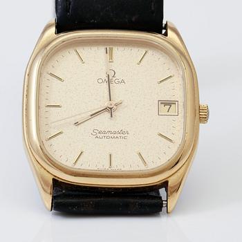 ARMBANDSUR, guld på stål, Omega Seamaster Automatic, 1980-tal.