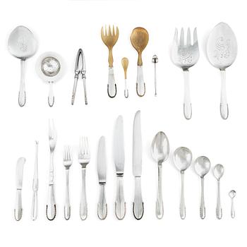 251. Georg Jensen, a set of 117 pieces of 'Beaded' flatware, Copenhagen 1925-44 ( the major part 1933-44), silver and more.