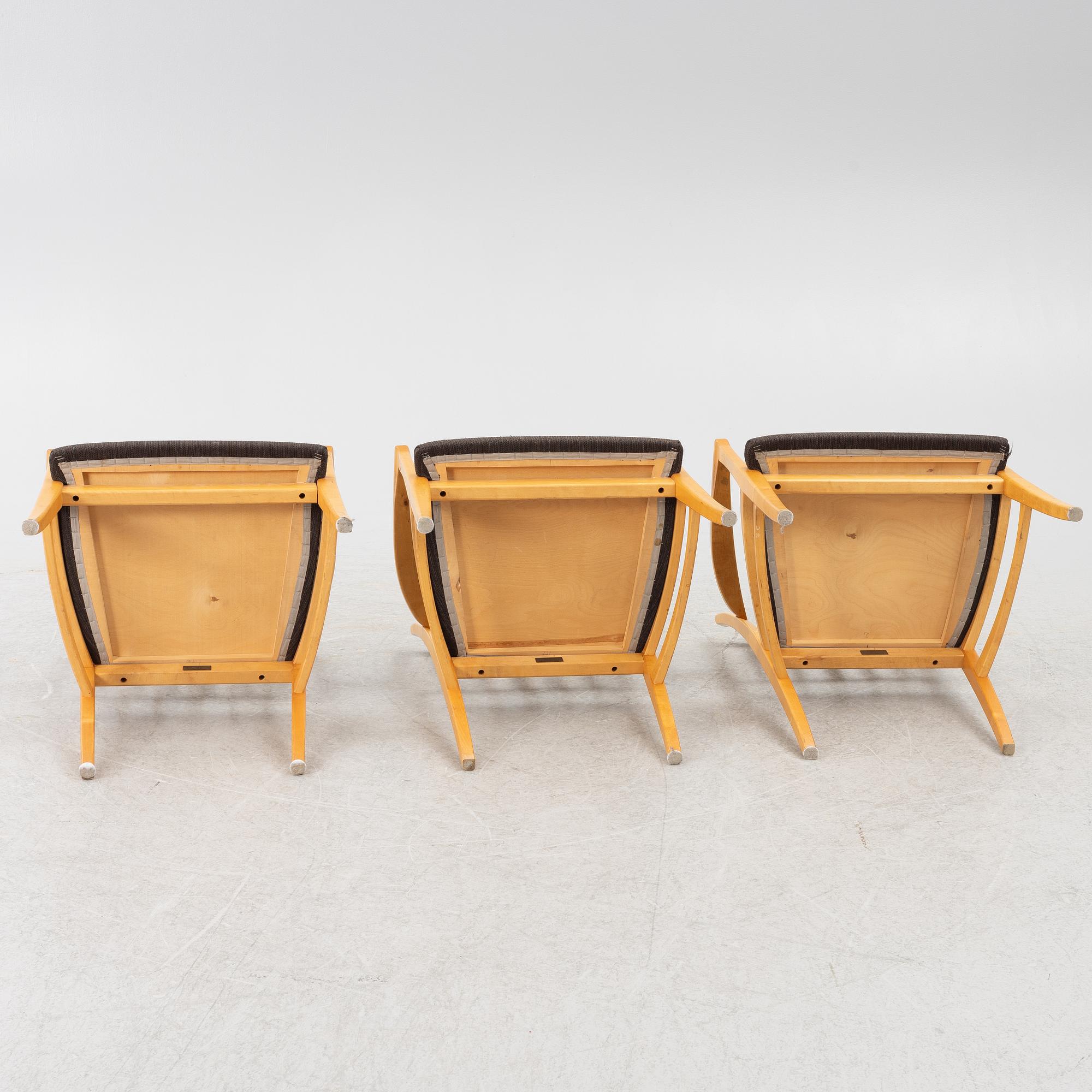 Carl Malmsten, a set of 3 "Talavid" armchairs, OH Sjögren, second half of the 20th century.