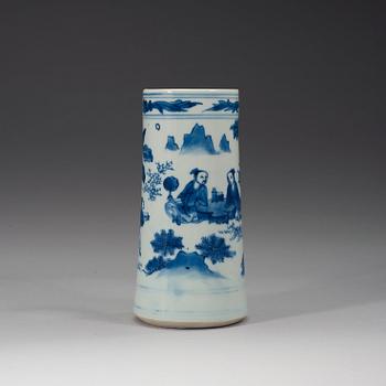 A blue and white Transitional tankard, 17th century.