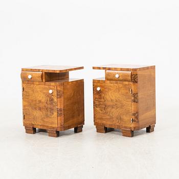 Bedside tables, a pair, Art Deco, first half of the 20th century.