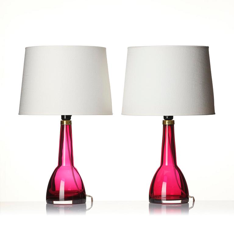 Carl Fagerlund, a pair of table lamps model "RD 1321", Orrefors, 1950s-60s.