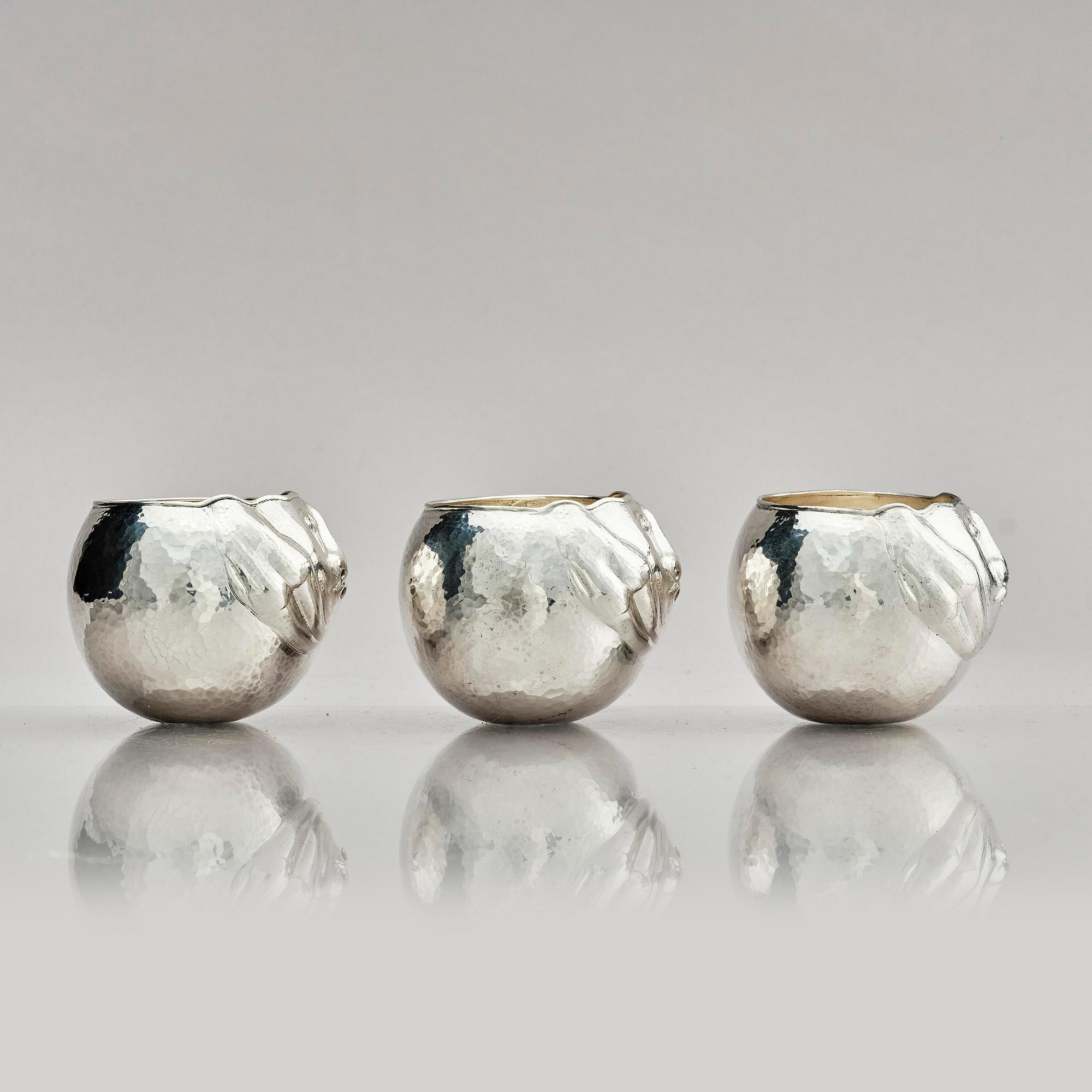 Olle Ohlsson, tumlare, 3 st, sterling silver, Stockholm 1979.