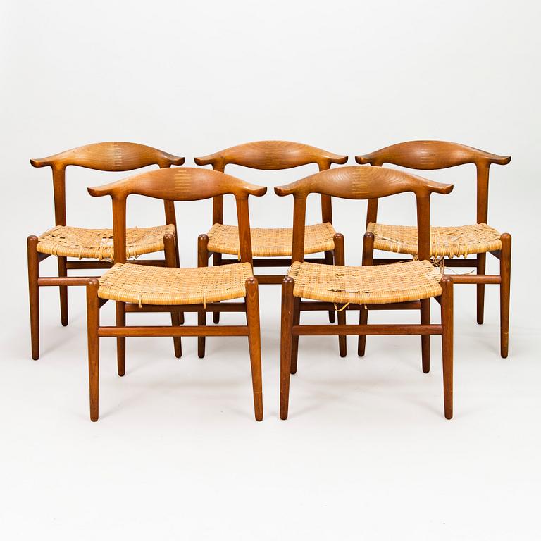 HANS J WEGNER, TUOLEJA, 5 kpl, "Cowhorn Chair", malli JH-505, Johannes Hansen, Tanska 1950-60. Malli muotoiltu 1952.