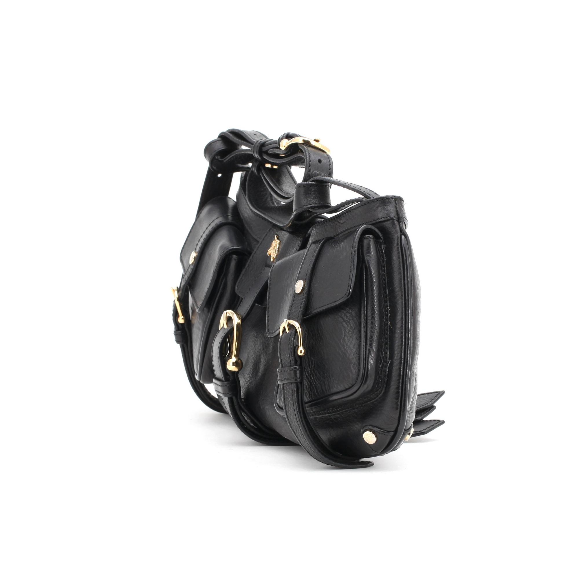 BURBERRY, a black leather shoulder bag.