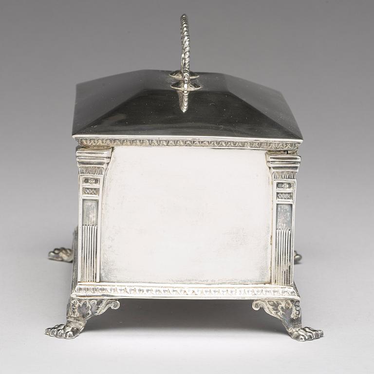 A Swedish 19th century silver sugar-casket, mark of Gustaf Mollenborg, Stockholm 1827.