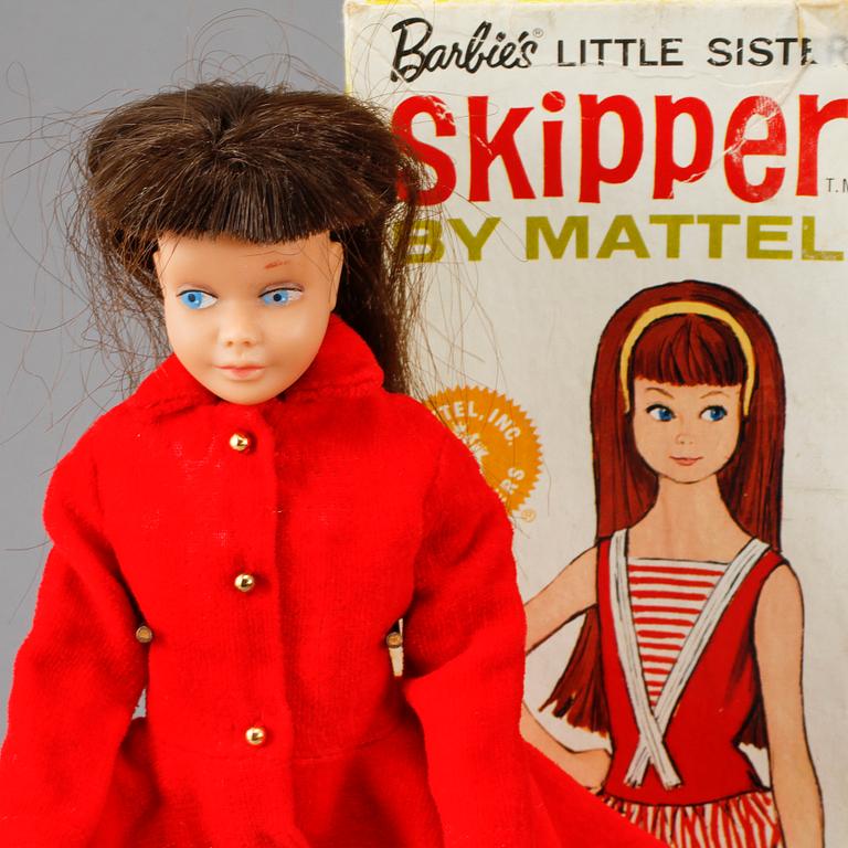 BARBIEDOCKOR, 3 st, med TILLBEHÖR, Mattel, 1950-60-tal.