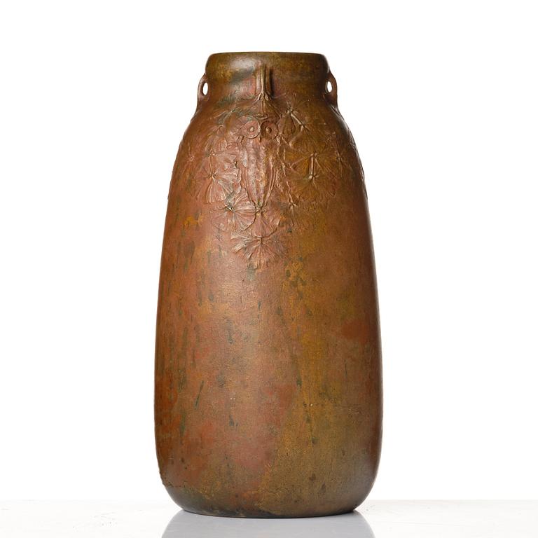 Hugo Elmqvist, an Art Nouveau patinated bronze vase, Stockholm early 1900's.