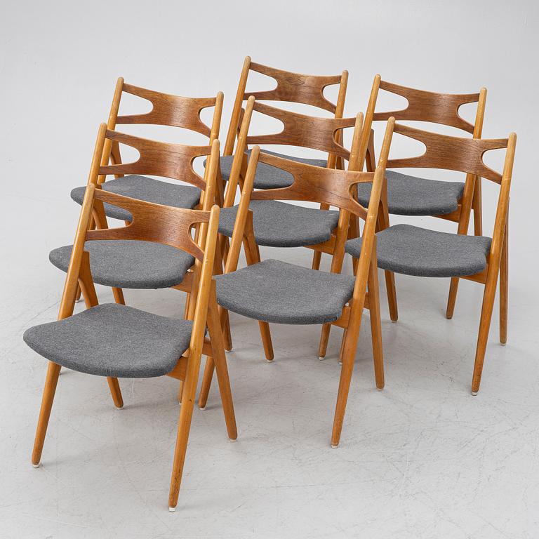 Hans J. Wegner, stolar, 8 st, modell CH-29 "Savbukkestolen", Danmark, 1900-talets mitt.