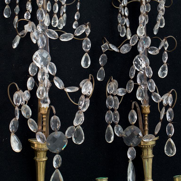 VÄGGAPPLIQUER, ett par, Louis XVI-stil, 1800-tal.