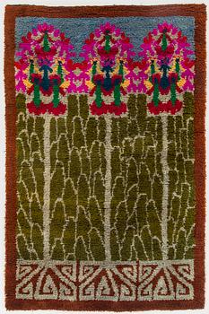 Maria Schwartsberg, ryijy,malli Suomen Käsityön Ystävät. Suunniteltu 1910. Noin 180 x 119 cm.