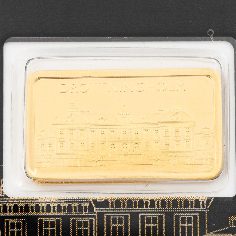 Gold bar, 999.9, “Drottningsholm”, Schöne Edelmetaal.