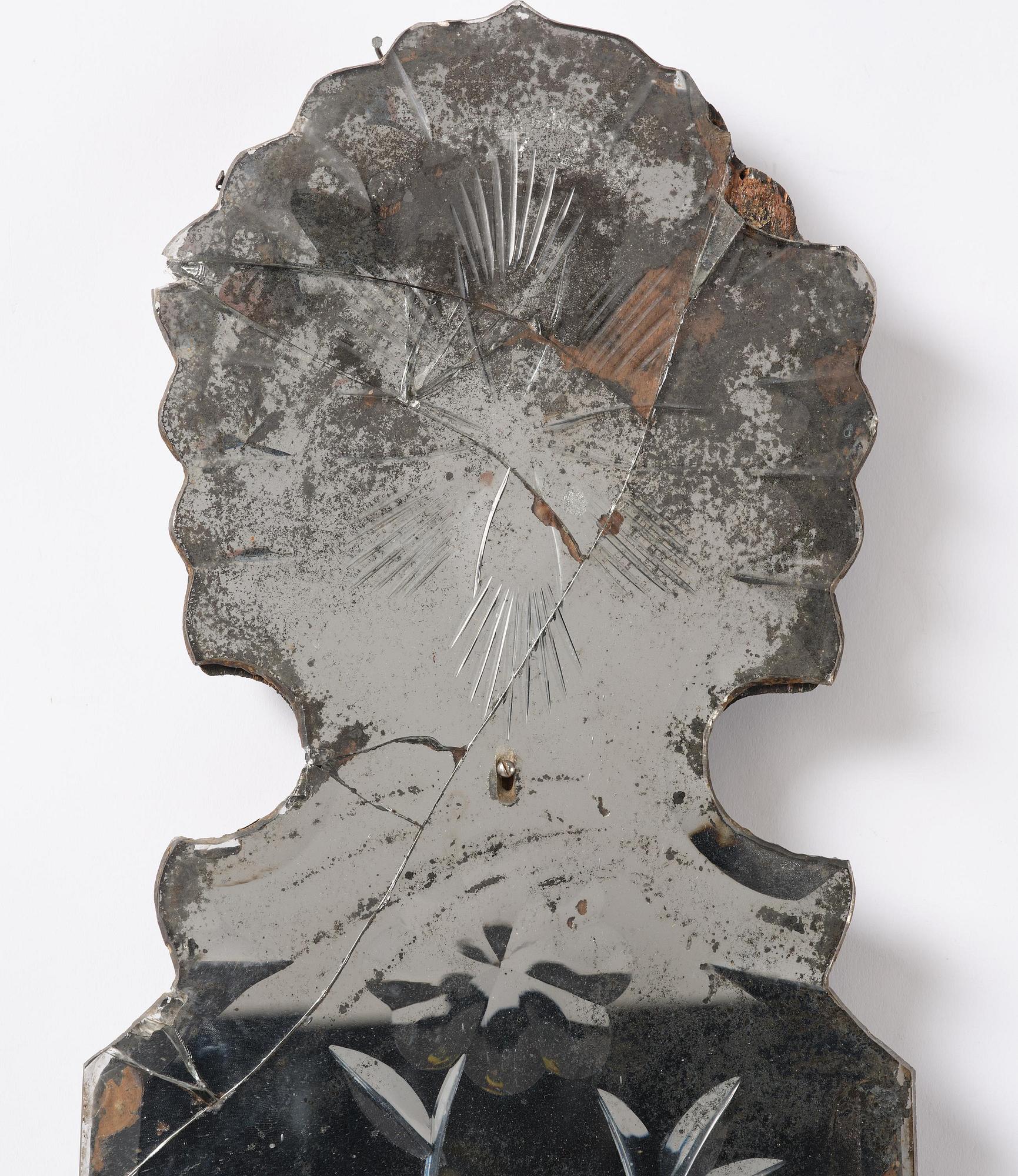 Spegellampetter, ett par, för ett ljus, omkring år 1900, Senbarockstil med delvis äldre delar.