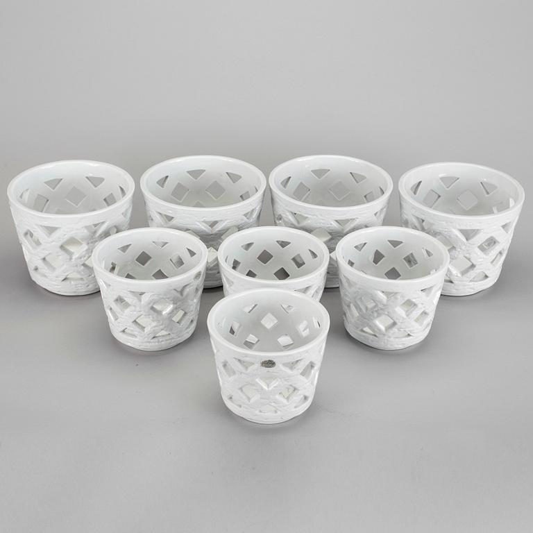 8 stoneware flower pots by Gunnar Nylund for Rörstrand, second half of 20th century.
