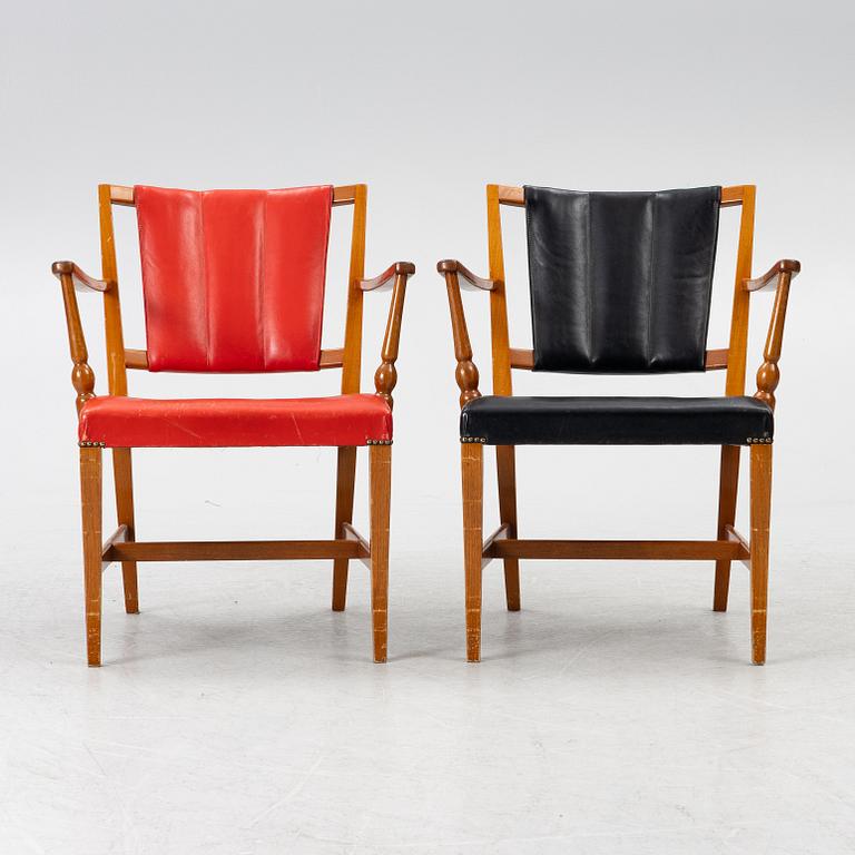 Josef Frank, two armchairs, model B 2067, Svenskt Tenn pre 1985.