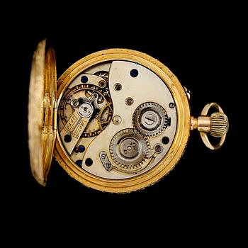 FICKUR, 18K guld, tidigt 1900-tal. Total vikt inklusive urhus ca 38 g.