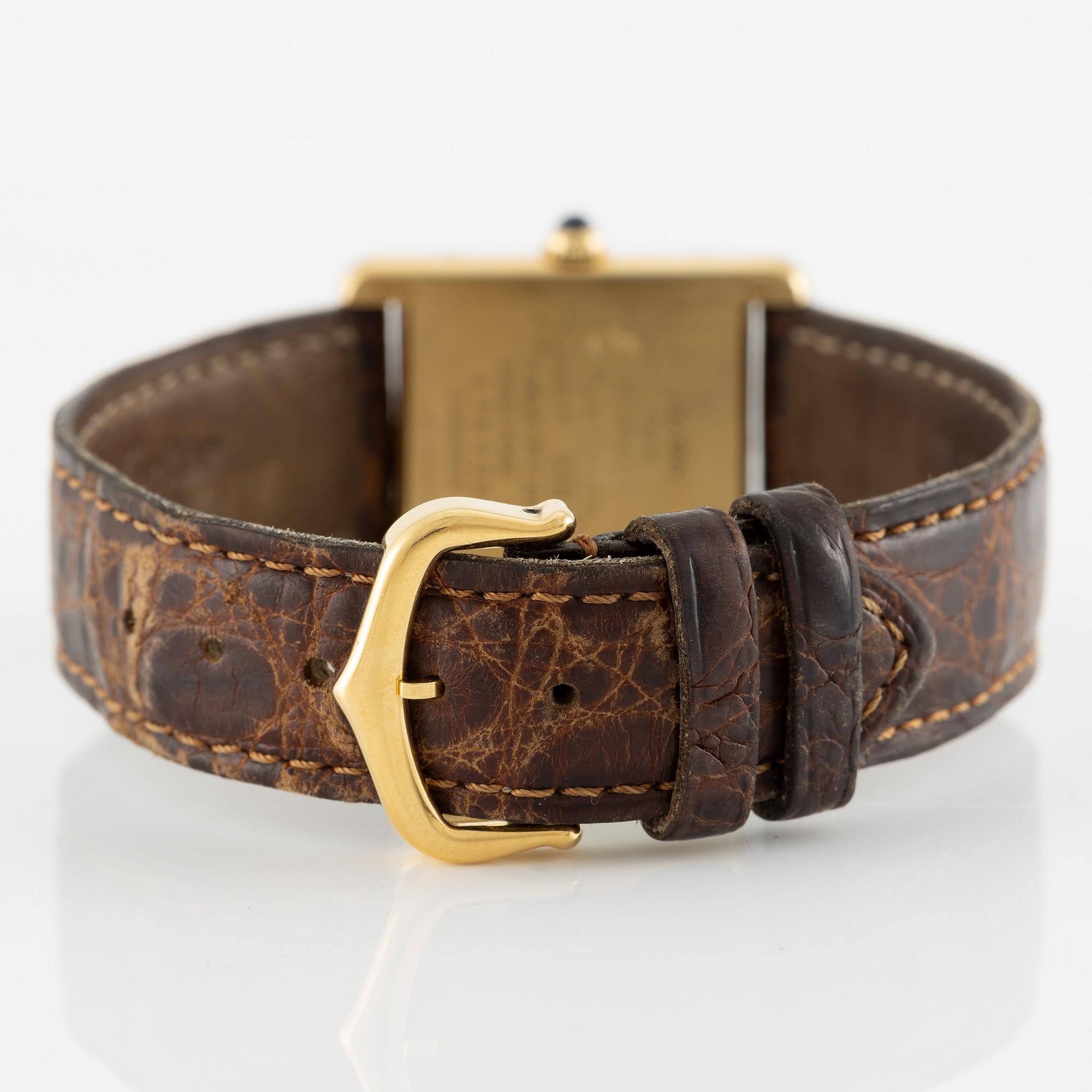 must de Cartier, Tank, wristwatch, 23.5 x 23 (30.5) mm.