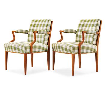 477. A pair of Josef Frank mahogany armchairs, Svenskt Tenn, model 969.