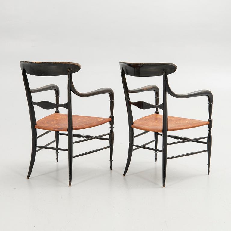 Armchairs, a pair, probably Chiavari, Italy, 20th century.